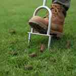 core aerator pulling plugs out of grass