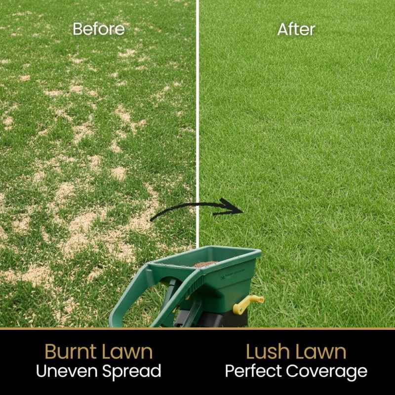 using a spreader for even application of fertiliser