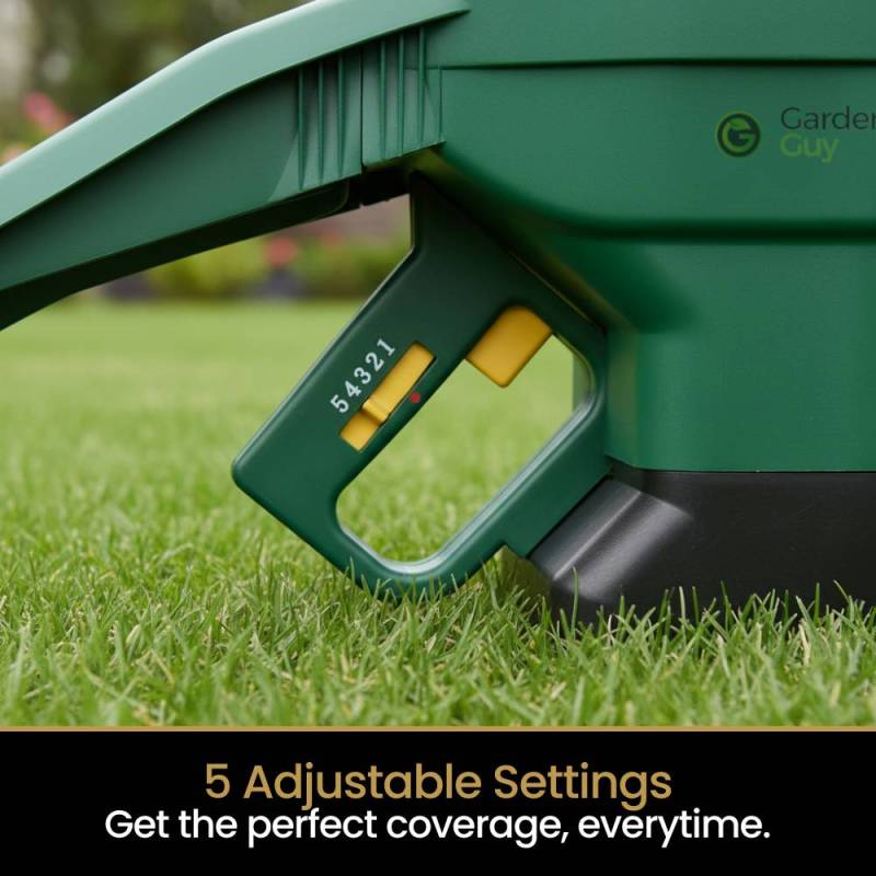 a lawn spreader with adjustable settings