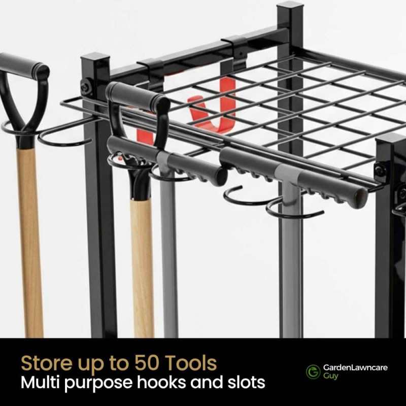 close up of a metal tool storage rack