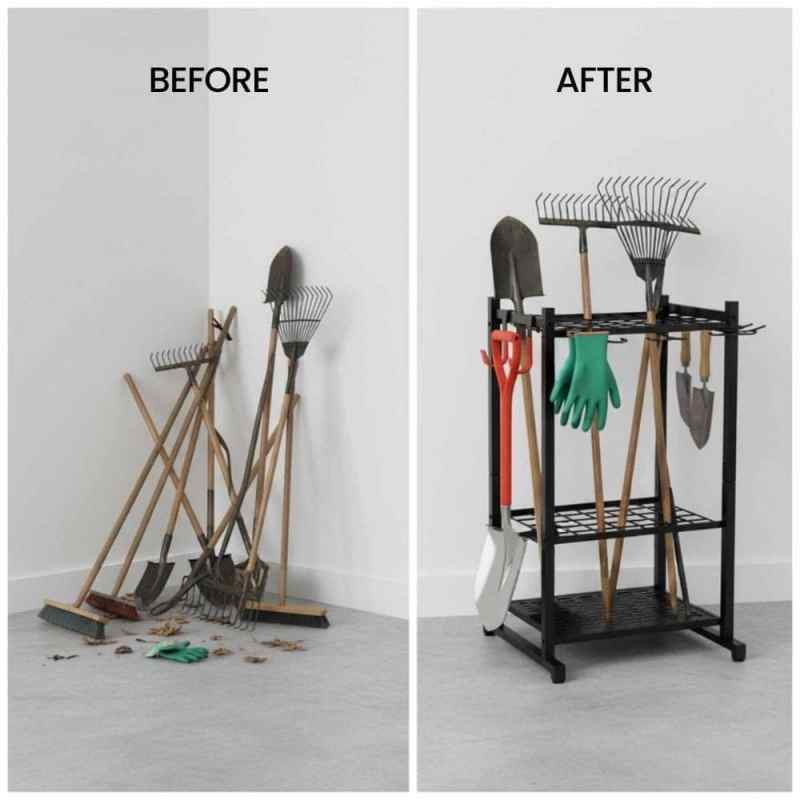 tools tidy in a metal tool rack