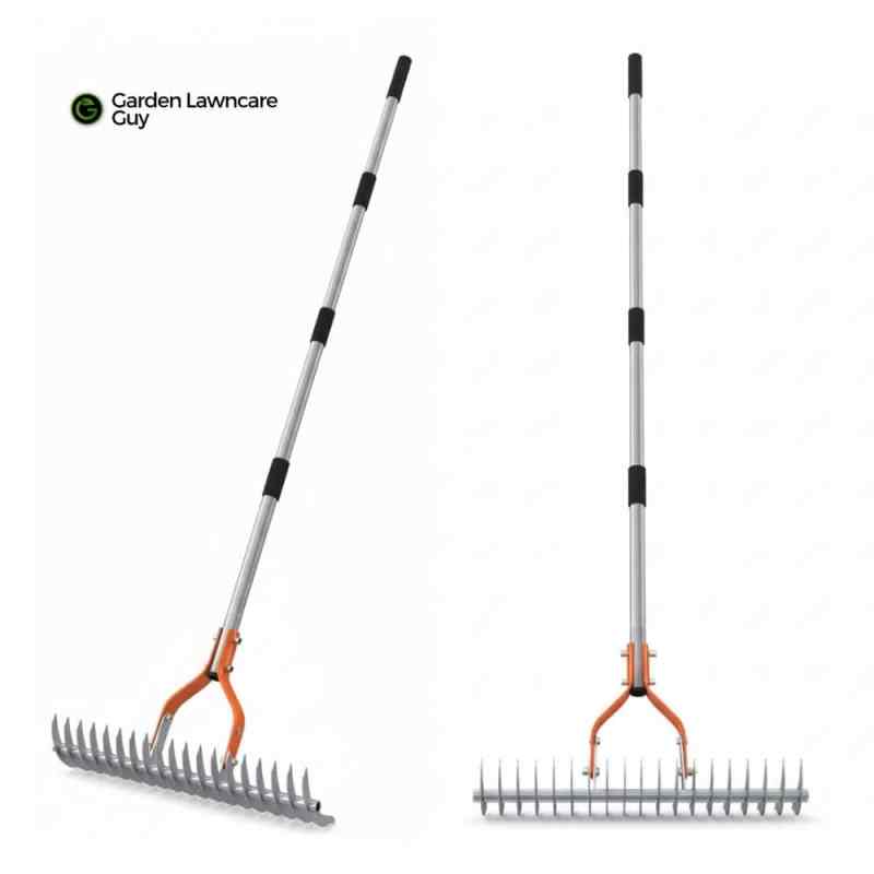 long thatch rake for manual gardening