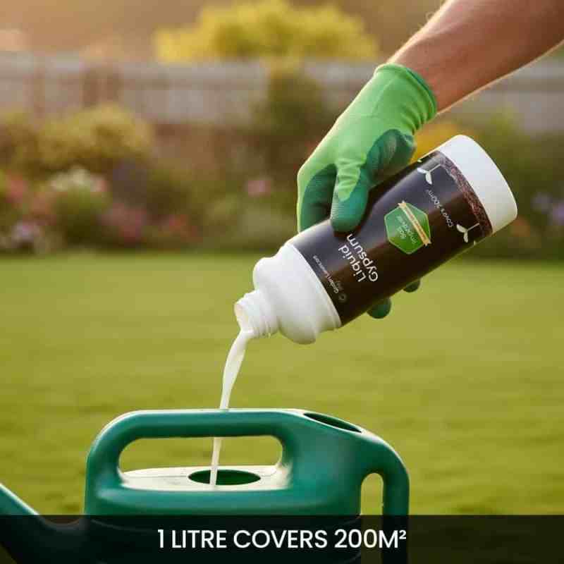 liquid gypsum being applied by watering can